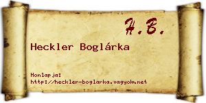Heckler Boglárka névjegykártya